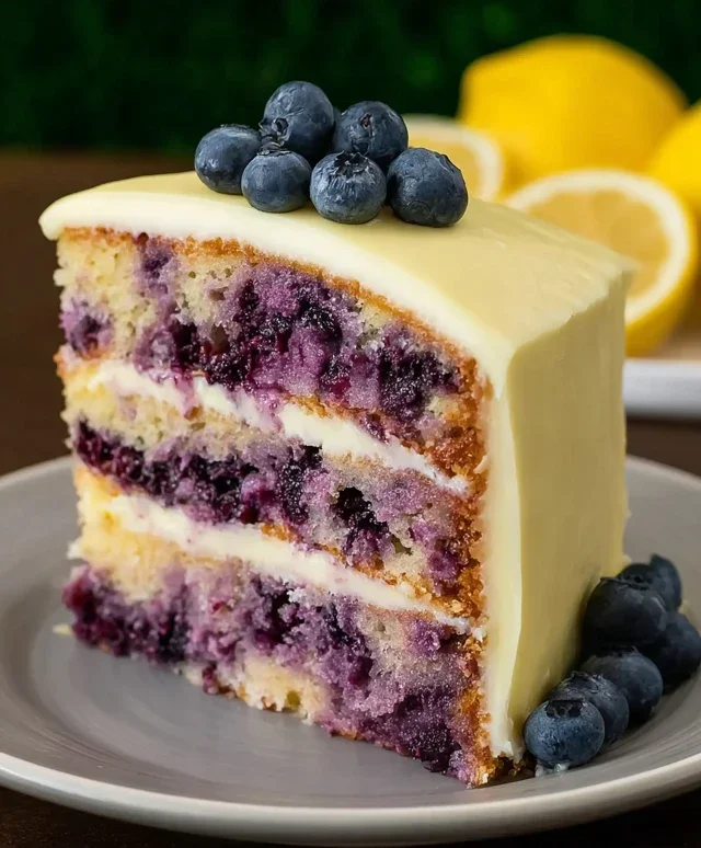 Blueberry Cake with Lemon Cream Cheese Frosting