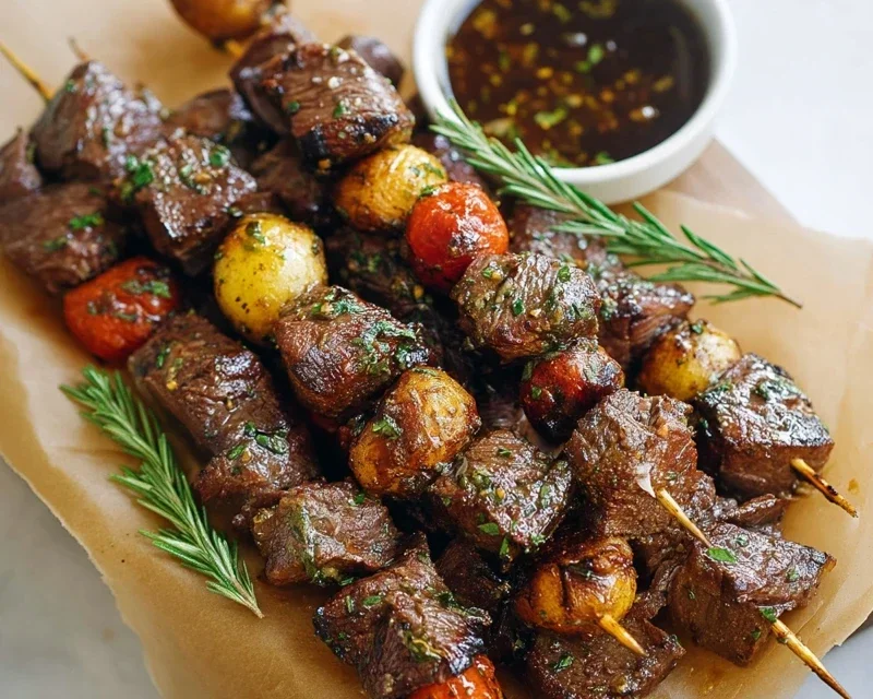 Rosemary Garlic Steak Kebabs