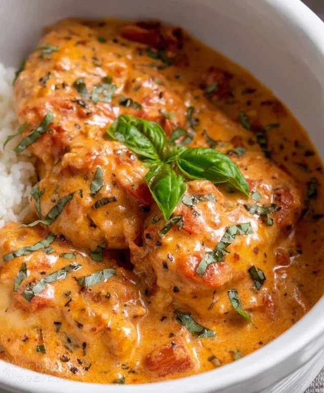 Slow Cooker Creamy Tomato Basil Chicken