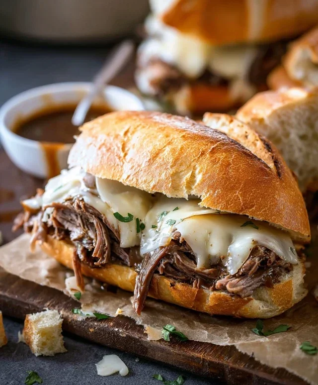 Crockpot French Dip Sandwiches