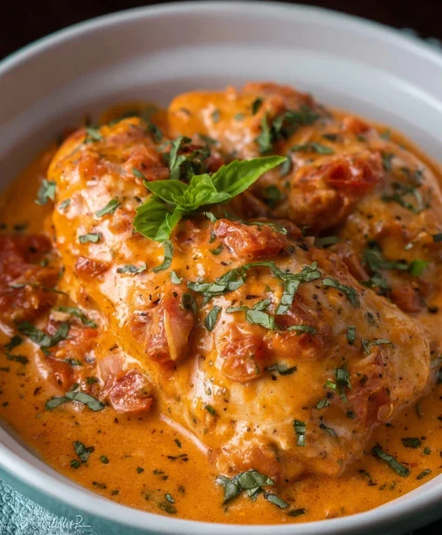 Slow Cooker Creamy Tomato Basil Chicken