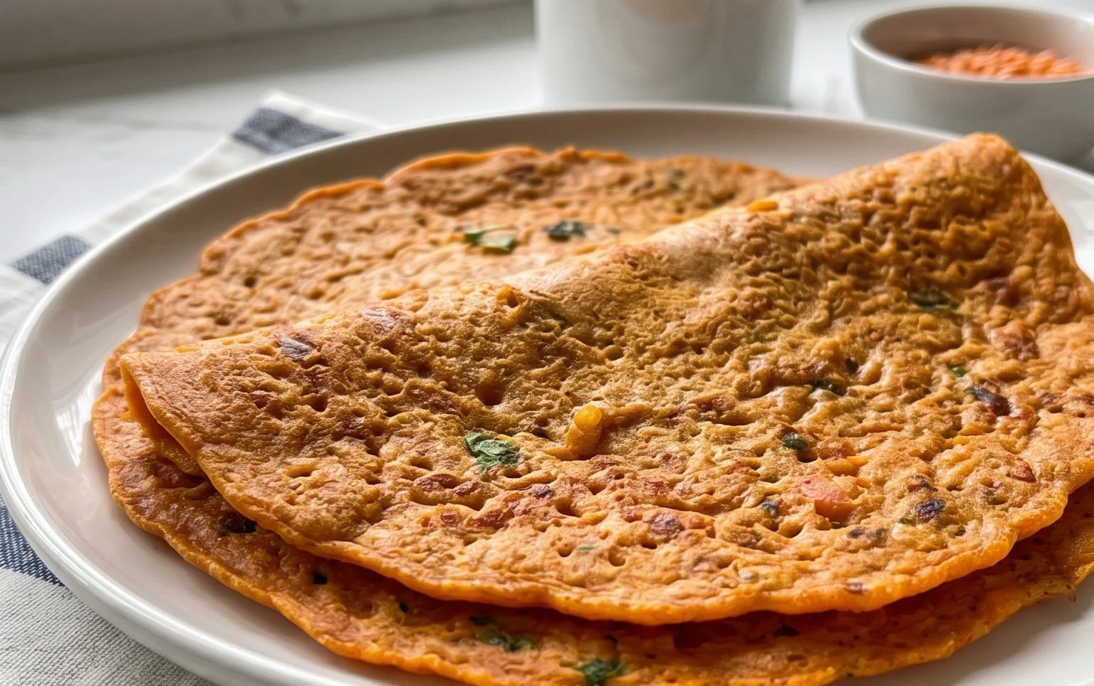 Masoor Dal Chilla | Savory Red Lentil Pancakes