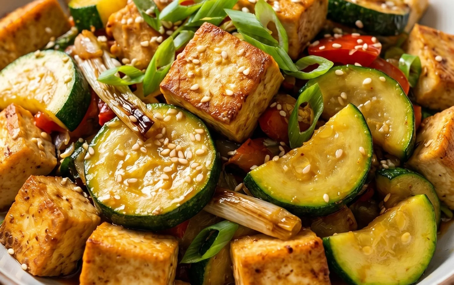 Zucchini Stir Fry With Tofu (Vegan)