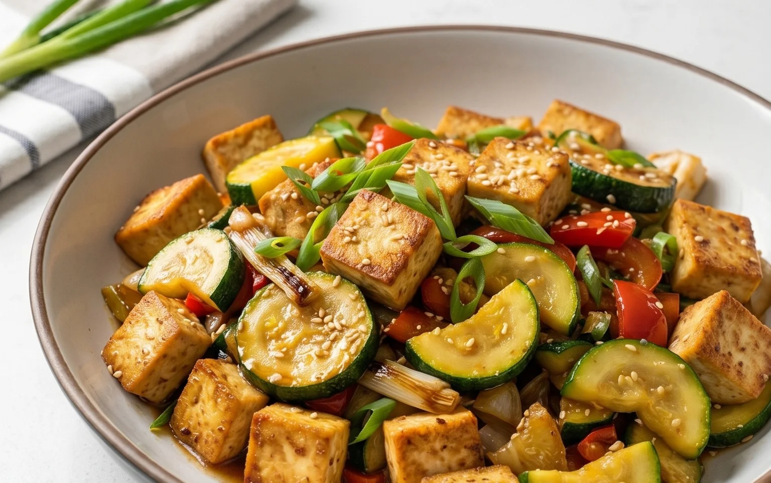 Zucchini Stir Fry With Tofu (Vegan)
