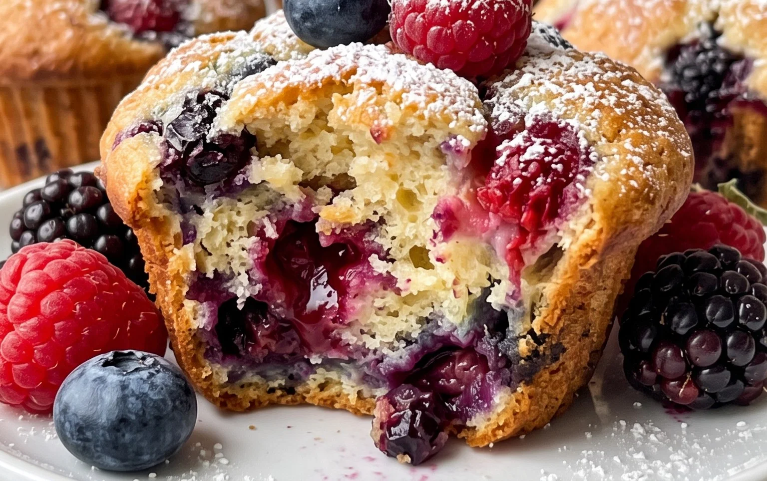 Bakery Style Mixed Berry Muffins | with Frozen Berries