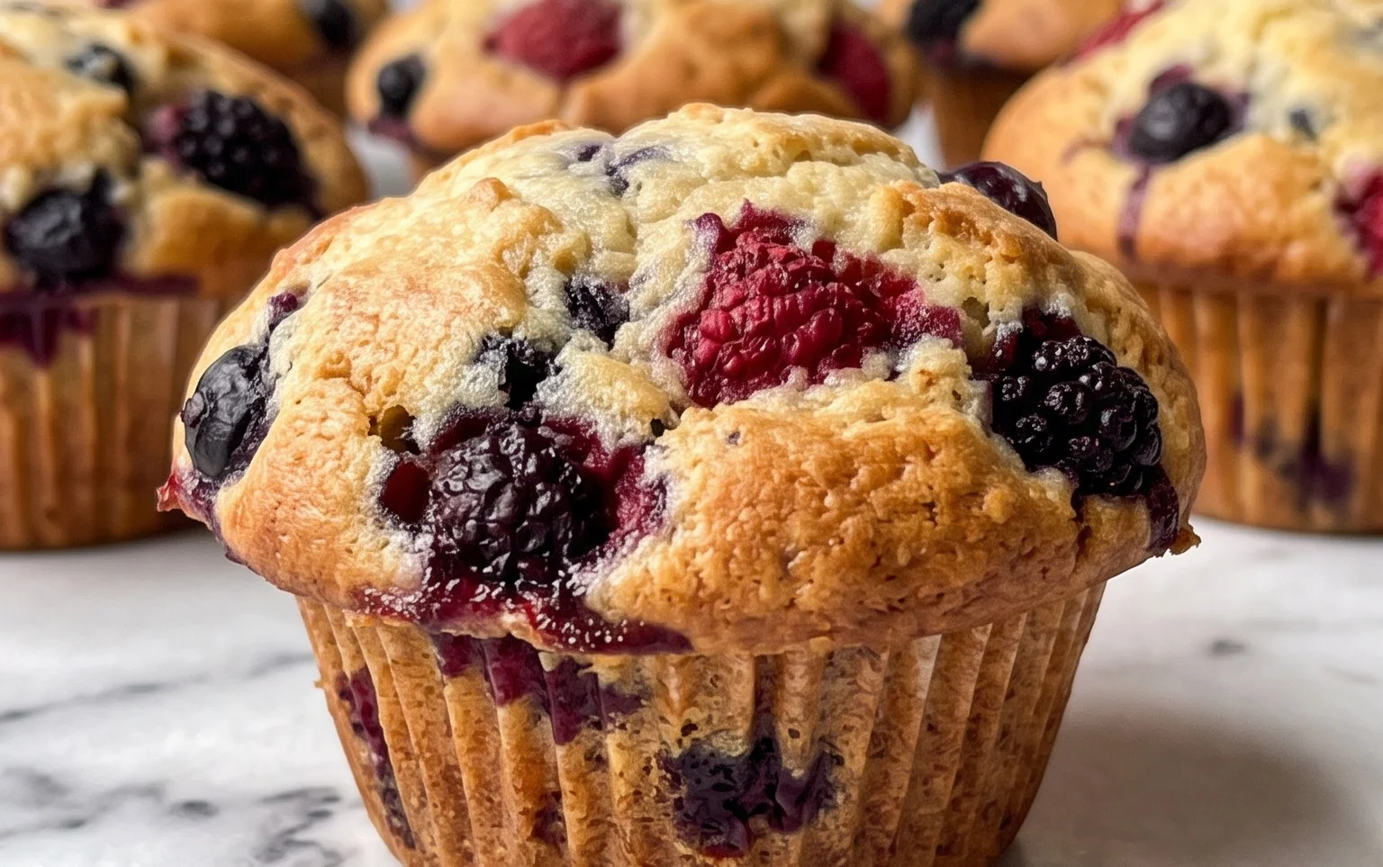 Bakery Style Mixed Berry Muffins | with Frozen Berries
