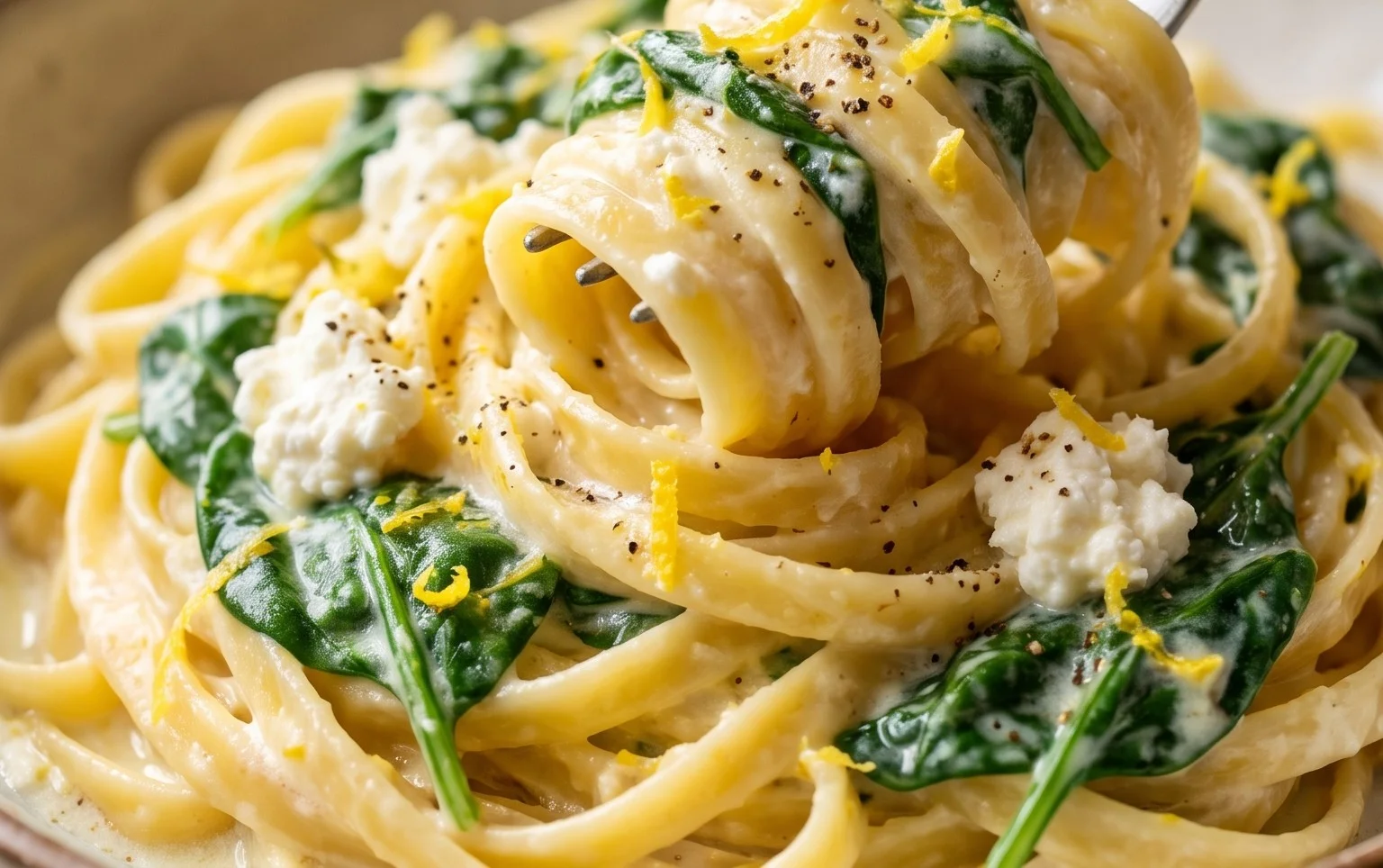 Lemon ricotta pasta & spinach