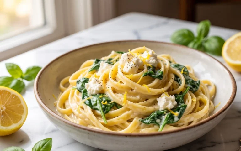 Lemon ricotta pasta & spinach