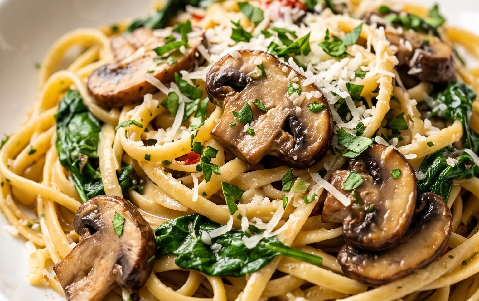 Parmesan Spinach Mushroom Pasta Skillet