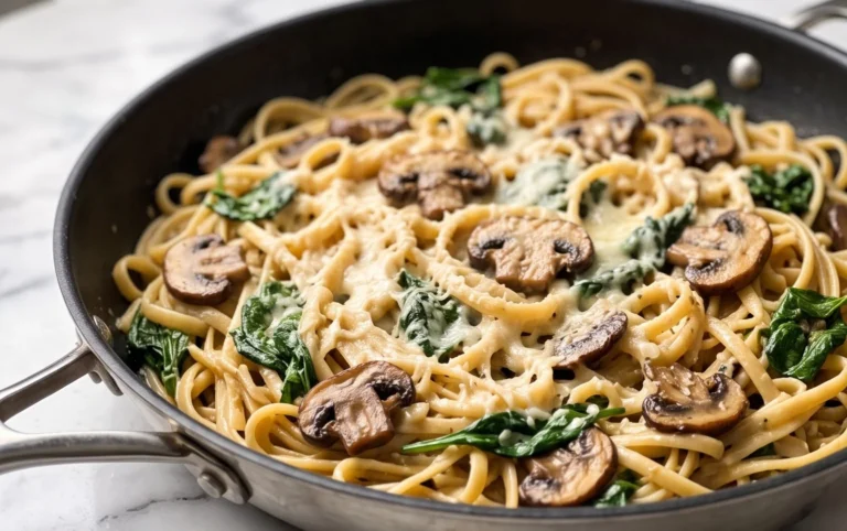Parmesan Spinach Mushroom Pasta Skillet