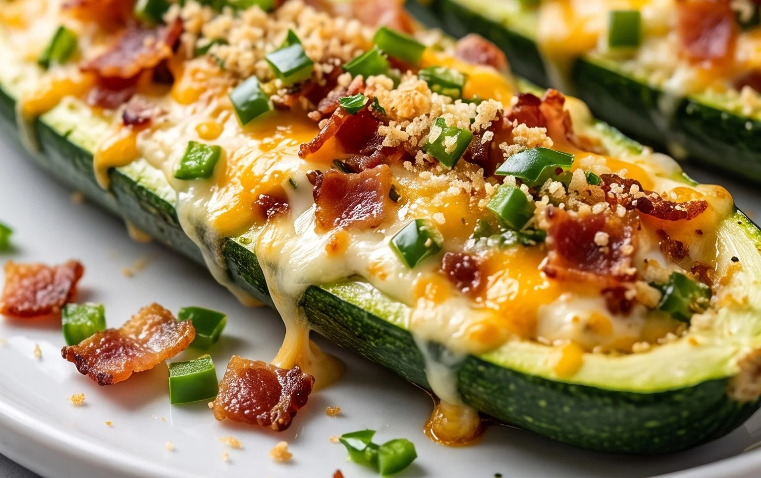 Jalapeno Popper Zucchini Boats