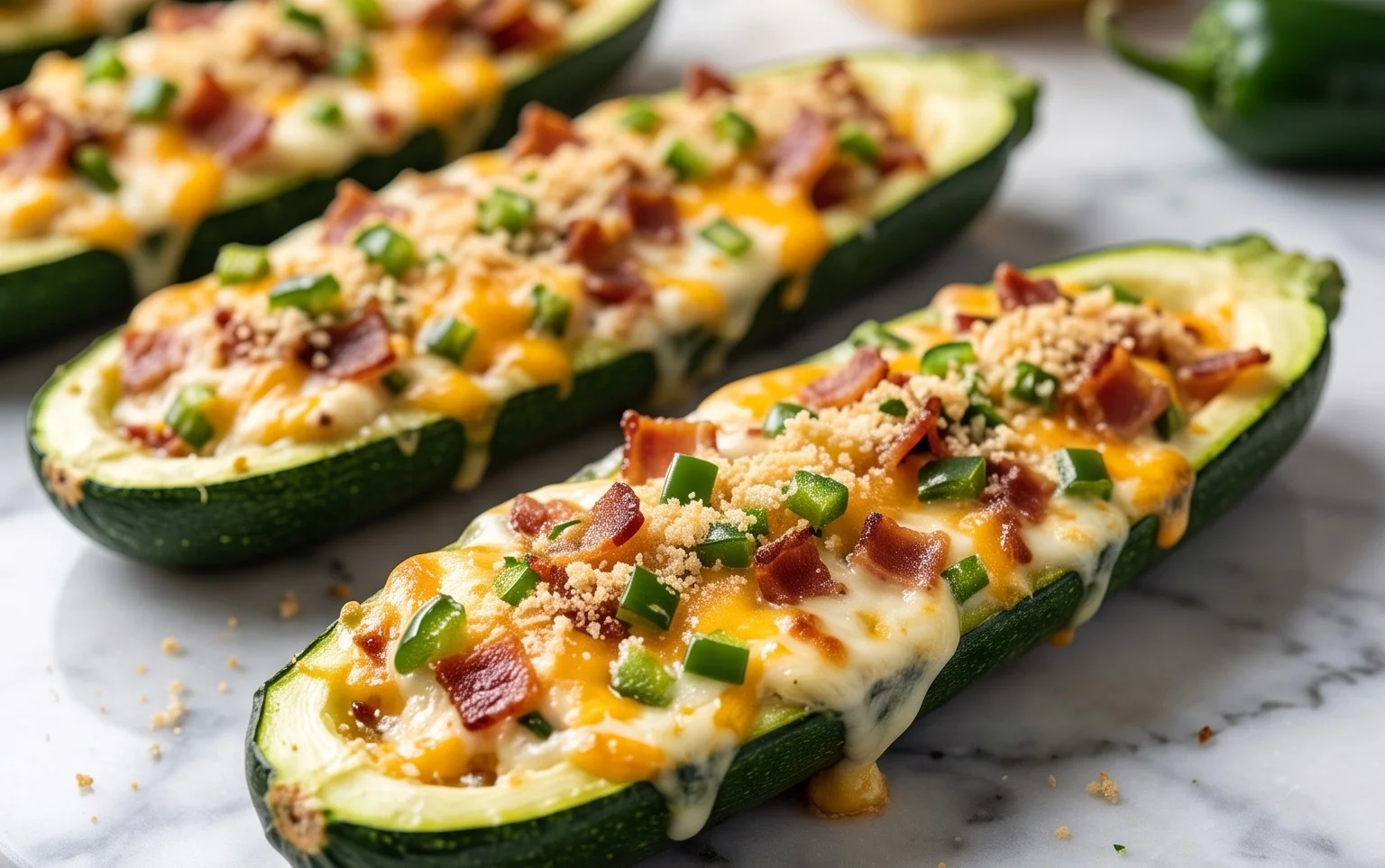 Jalapeno Popper Zucchini Boats