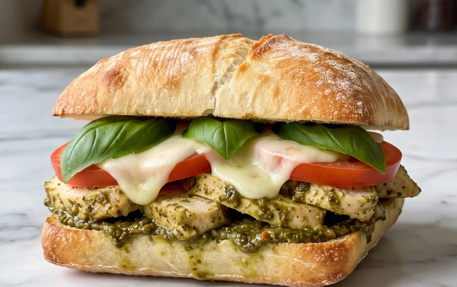 Chicken Pesto Caprese Sandwich