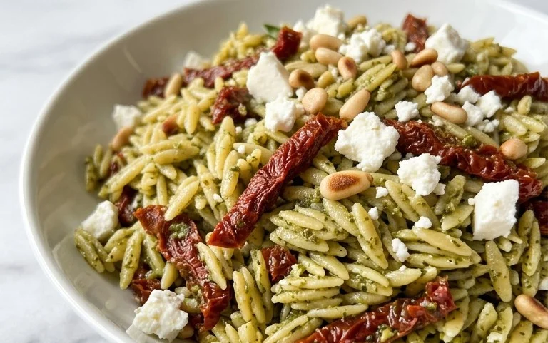 Sun Dried Tomato Orzo Pesto Salad