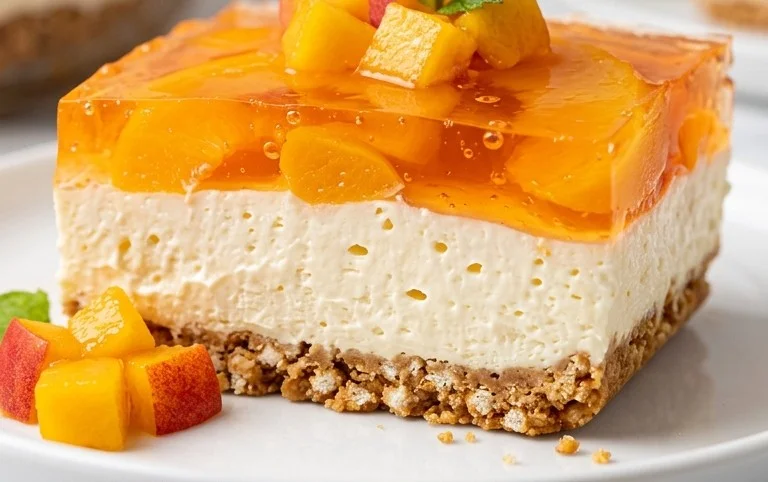 Peach Pretzel Salad Dessert