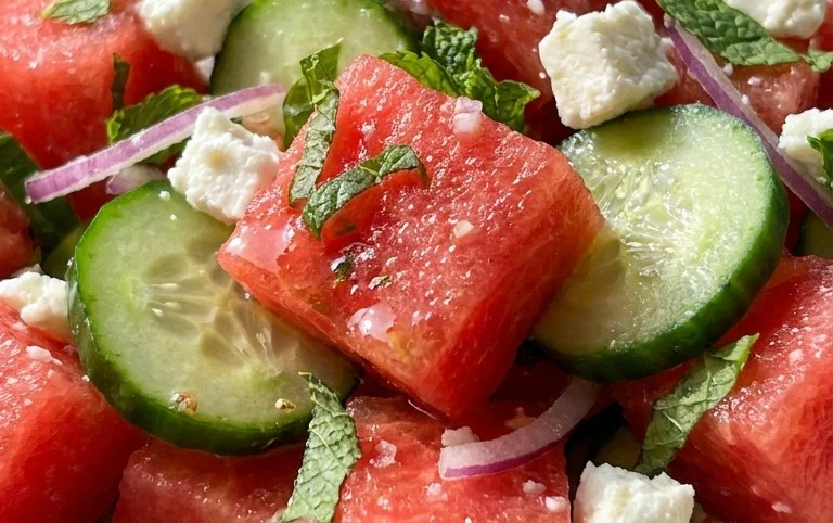 Watermelon Salad with Cucumber and Feta