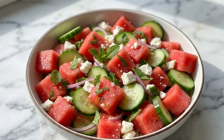 Watermelon Salad with Cucumber and Feta
