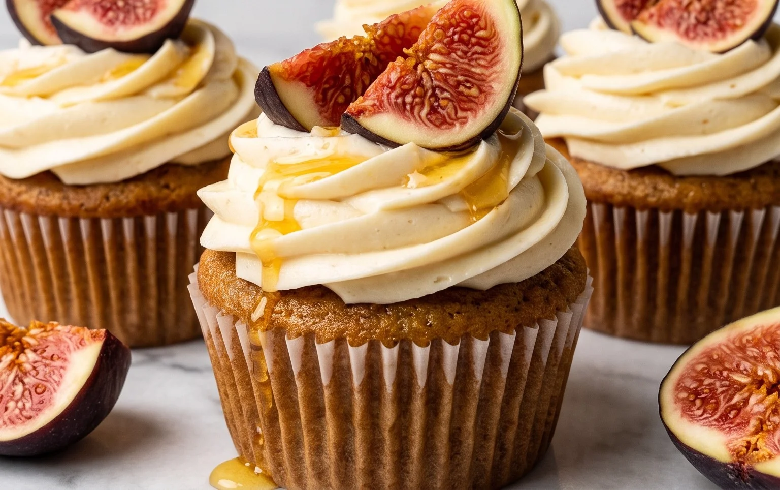 Fig Cupcakes with Honey Cream Cheese Frosting
