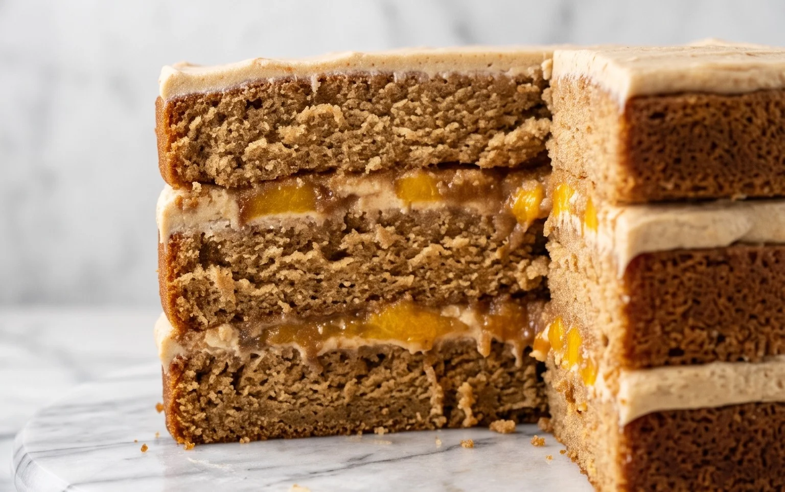 Brown Sugar Layer Cake with Peach Filling