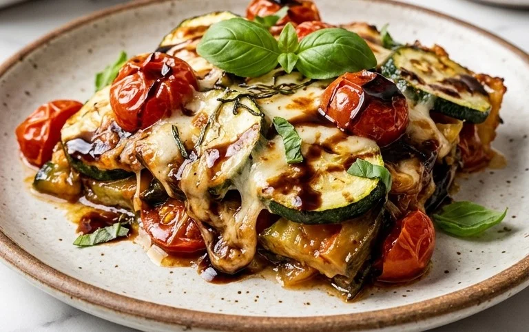 Balsamic Zucchini Tomato Bake