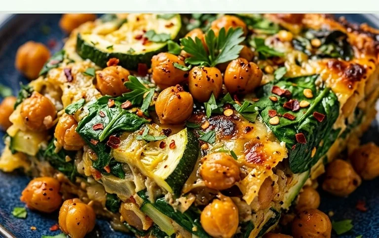 Spinach Zucchini Chickpea Bake