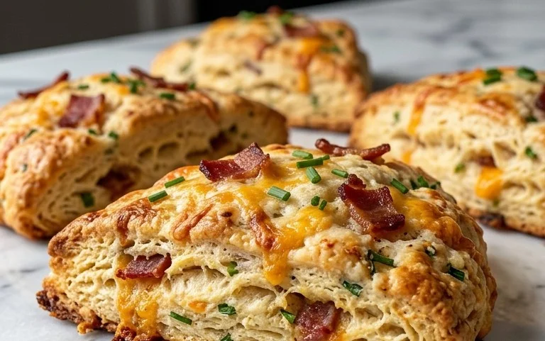 Beef Bacon Cheddar and Chive Scones